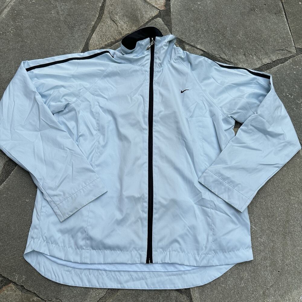 Nike Windbreaker Womens Medium Blue Lightweight Full Zip Running Athletic